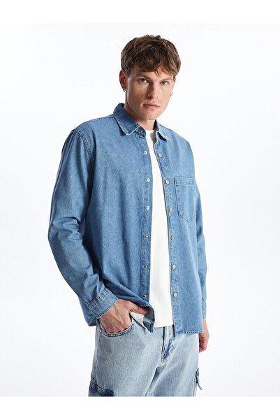 LC Waikiki LCW férfi farmer ing - alkalmi, normál szabású, hosszú ujjú