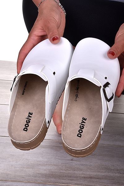 DOGİYE 9037 Παντόφλες Comfort Sabo σε λευκό χρώμα
