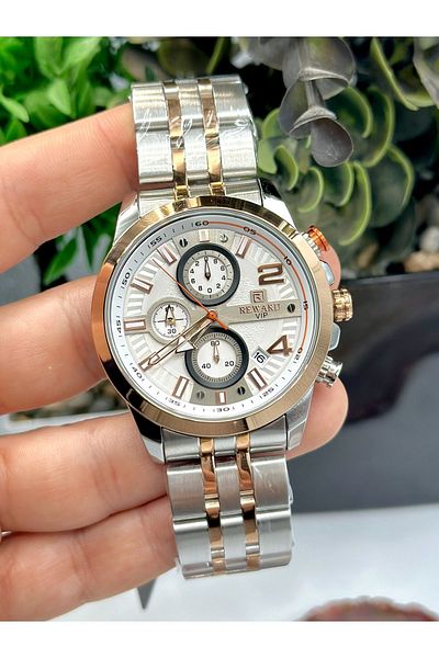 Reward Stylish Men's Wristwatch - New Season with Calendar and Steel Band