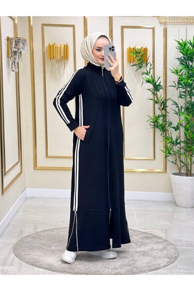 moda4b Tesettür kadın elbise , iki iplik kumas n-05111 _ siyah