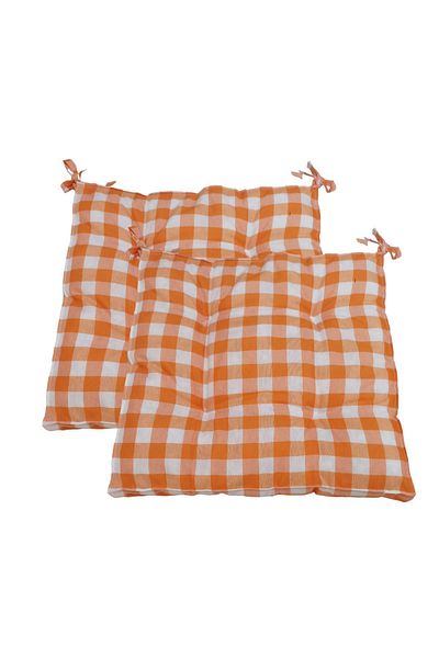 GÜLLÜCE HOME 2 Pieces Gingham - Silicone Fiber Filled, Washable, Chair Cushion