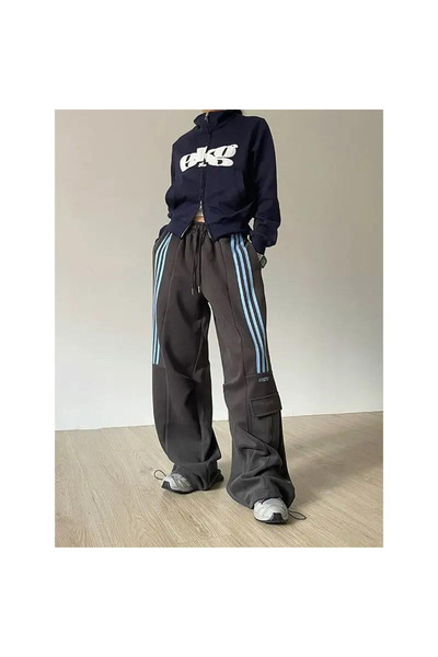 Gofeel Gri Baggy Line Detail Unisex Eşofman Altı