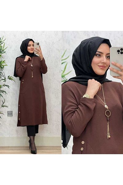 azzebutik Eylül Tunic 8510 - Brown K50 Model