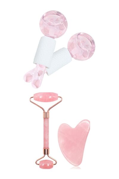 Welta Ice Globes Buz Küresi Soğuk Masaj Topu 2 Adet Ve Pembe Kuvars Face Roll...