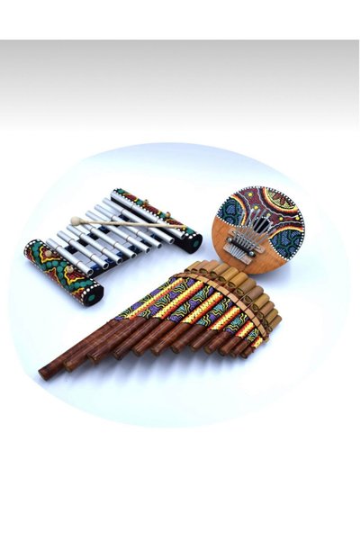 Azra hediyelik eşya ve tekstil ürünler Müzik Aleti Seti Üçlü Ksilofon Kalimba Pan Flüt Arkadaşa Hediye
