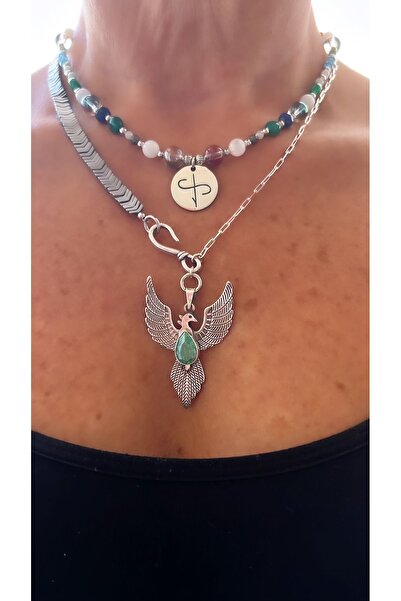 splashtakı 925 Ayar Gümüş Anka Kuşu Aşk Sembolü Tasarım Ikili Kolye