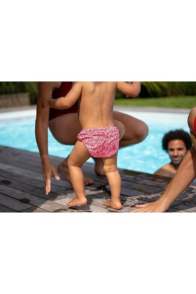 Decathlon Nabaiji Baby Bikini Bottom - Washable, Pink and Floral Pattern