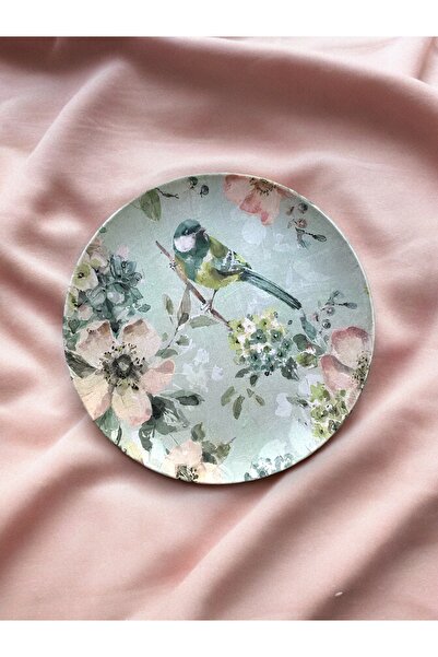 unique florya Kuş Desenli Çiçekli Duvar Tabağı Dekoratif Bahçe Balkon Mutfak ...