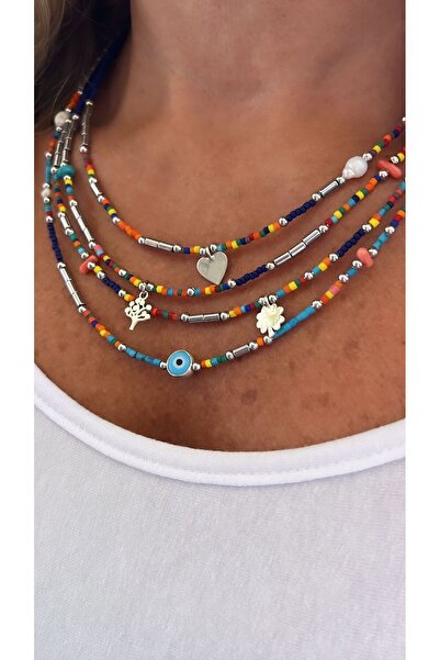 splashtakı 925 Ayar Gümüş Yonca Kalp Yaşam Ağacı Nazar Doğaltaş Kolye Kombin ...