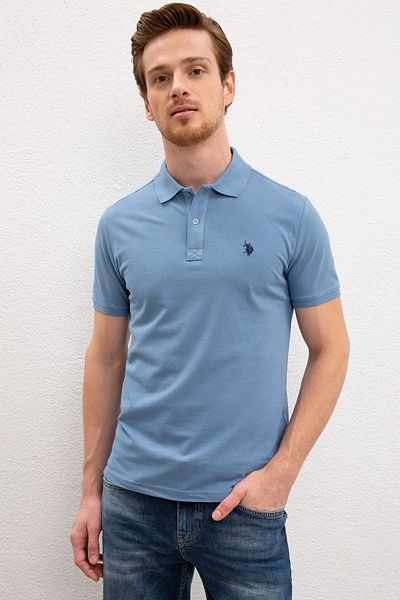 U.S. Polo Assn. Πόλο Ασν. Ανδρικό μπλουζάκι με λευκό γιακά πόλο