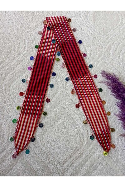 LABELLA COLLECTİON Crvena bandana sa šljokicama i bočnim uvijanjem