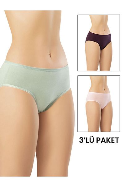 eviva secret Green Plum Pink Women's Bato Panties - 3 Pieces