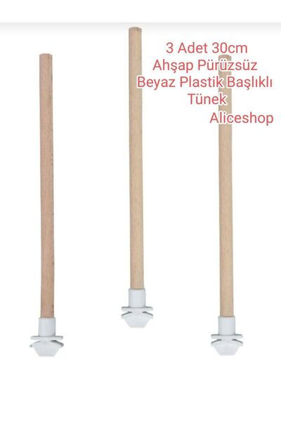 Alice 3 Adet 30cm Ahşap Pürüzsüz Tünek