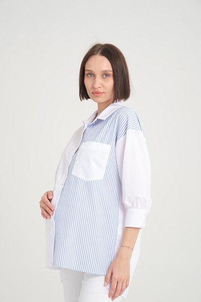 Işşıl IŞIL B104 - Cotton Half Sleeve Striped Maternity Shirt and Tunic