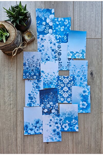 Mona Craftist مجموعة من 15 ورقة سكرابوك بتصميم زهرة زرقاء عتيقة - ديكور مجلة ...