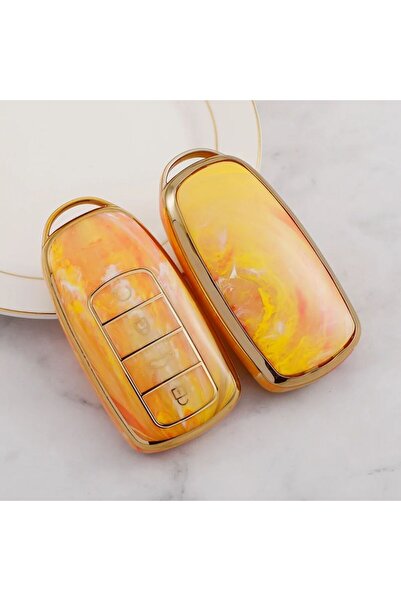 Alazpay غطاء حماية لمفتاح Chery Tiggo 8 Pro Max وTiggo 7 Pro Max مطلي بالكهرباء (برتقالي)