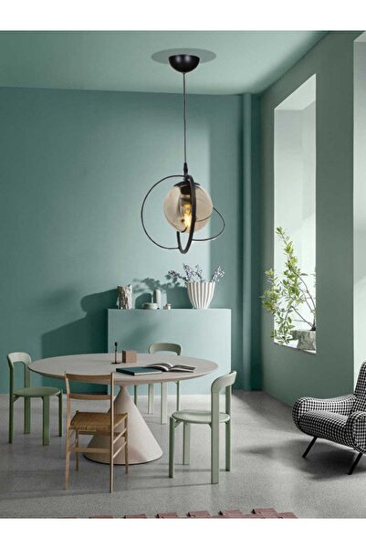 avizade Tekli Siyah Füme Camlı Avize-modern-endüstriyel-sarkıt Avize-salon-mutfak-çocuk Odası-oturma Odası