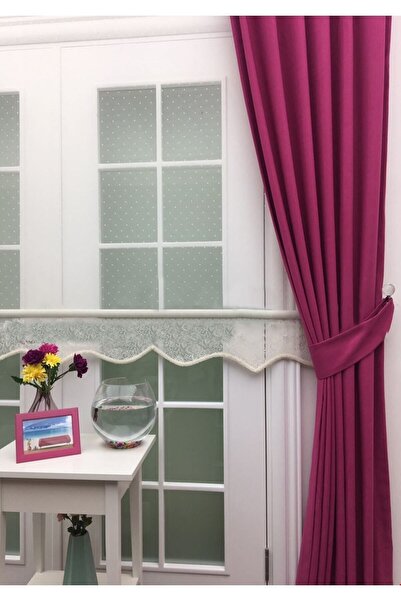 Evdepo Home Crown Honeycomb Textured Fuchsia Solid Color 1/3 Close Pleated Soft Background Curtain, Close Pleat, Single Wing