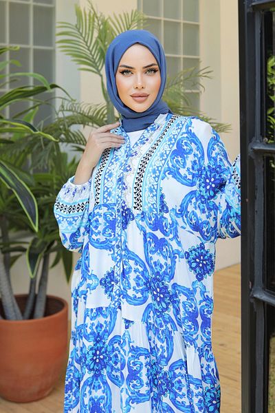 InStyle Rochie lejeră albastră marmorată din viscoză