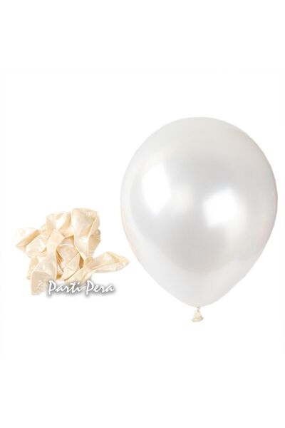 parti pera 5 Inç Mini Metalik Beyaz Balon 10 Adet