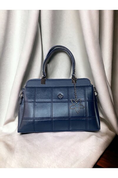 Peony Boutique Navy Blue Smoked Color Detailed Hand and Shoulder Bag