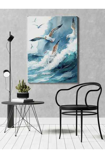 RUGSMODERN Kanvas Tablo Martı Deniz Desenli Modern Tablo