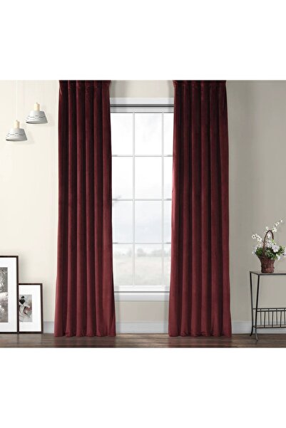 Evdepo Home Пчелна пита с текстура в цвят бордо - 1/3 затворена завеса с мек фон и единично крило