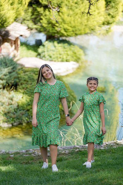 EYLÜL ELİF BUTİK Τραγανό μοτίβο βαμβακερό Mother Daughter Combinations Mother - Child Πωλείται χωριστά