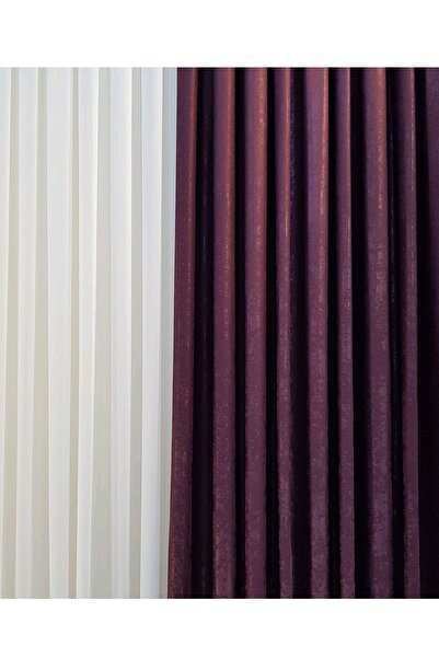 Evdepo Home Crown Purple Plain Colour 1/3 Плътно набрана мека завеса, плътно ...