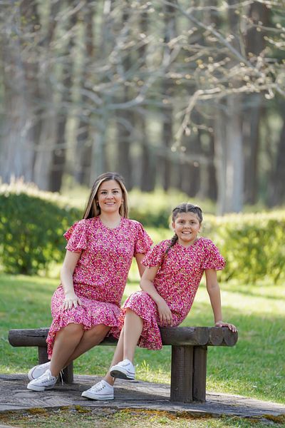 EYLÜL ELİF BUTİK Τραγανό μοτίβο βαμβακερό Mother Daughter Combinations Mother - Child Πωλείται χωριστά