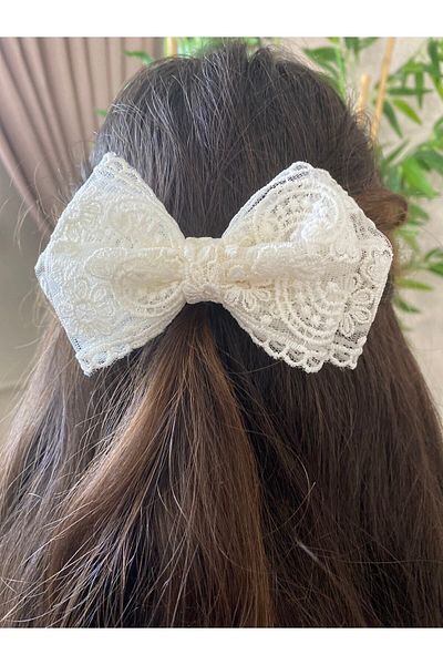 UniqueHandMade مشبك دانتيل رومانسي مصنوع يدويًا، مشبك دانتيل بفيونكة إكرو بتصميم خاص، مشبك 23 أبريل
