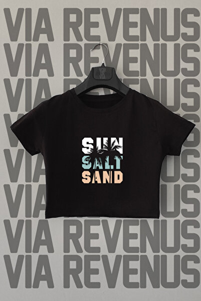 Vordevia Crna Skraćeni kroj - Sunce, Sol, Pesak Štampano, Slim Fit, okrugla k...