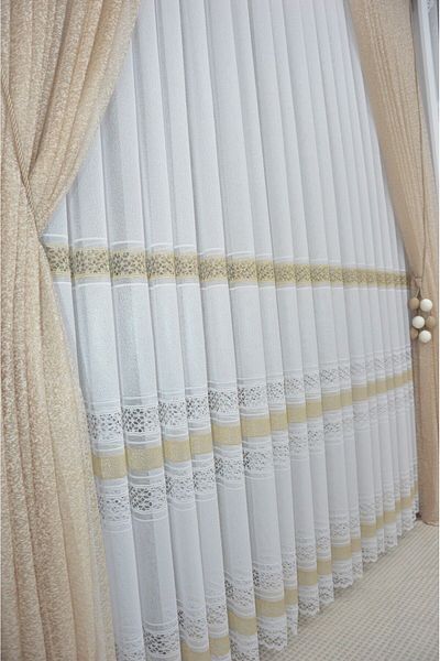 Mexess Gold Dobby - Modern Tulle Curtain (1x3 Sik Pile)