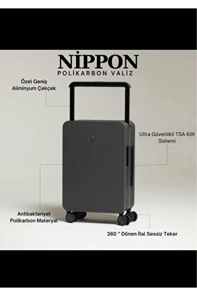 NIPPON Polikarbon Fortis Kabin Boy Valiz , Ultra Hafif Kırılmaz Küçük Boy, 4 Tekerlekli Polikarbon