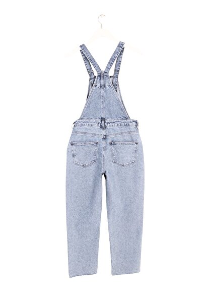 alhemengelir Buz Mavi Kanguru Cep Detaylı Bol Paça Salopet Tulum