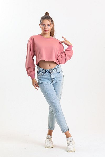pulur.co Dusty Rose Oversize Crop Sweatshirt