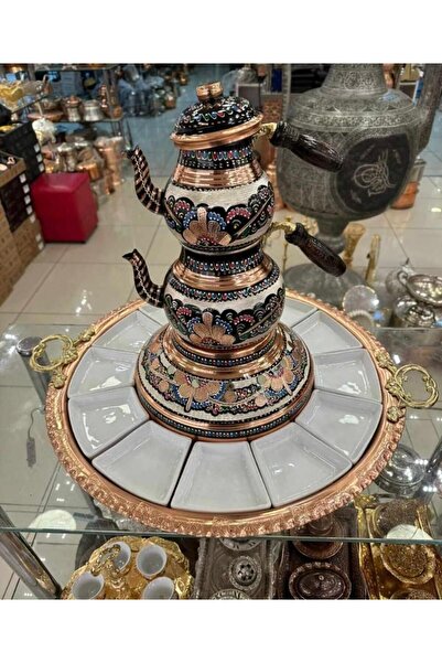 uzunoğlu bakır ürünleri 12 Kişilik Ocaklı Demlikli Bakır Kahvaltı Sunumluğu F...