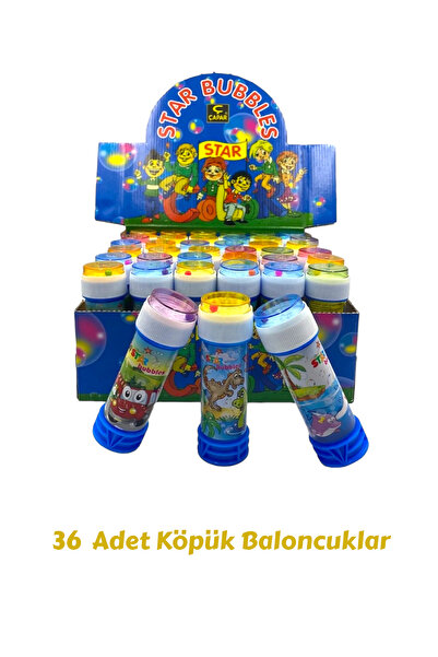 YILDIRIM OYUNCAK 36 Adet Star Üflemeli Köpük Baloncuk Sevimli Karakterler Oyu...