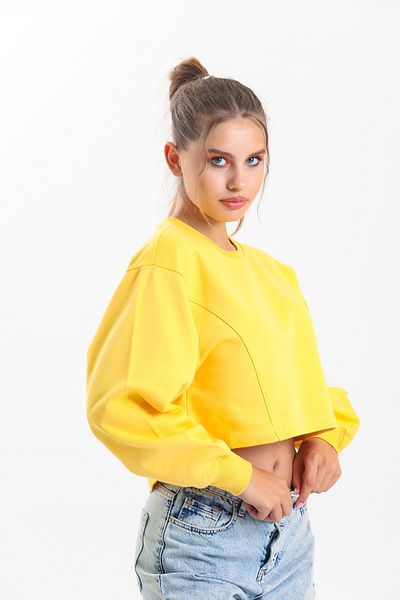 pulur.co Yellow Oversize Crop Sweatshirt