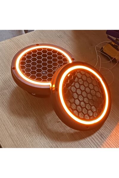 POZART AUDİO SYSTEMS 16cm Turuncu Neon Işıklı Hoparlör ve Midrange Kapağı 1takım (2adet) Vidalanabilir