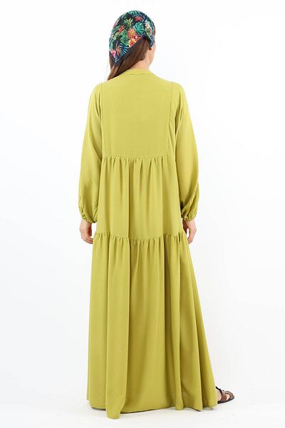 Ritnice Prive Women's Base 100% Viscose Oil Green Maxi Length Summer Dress