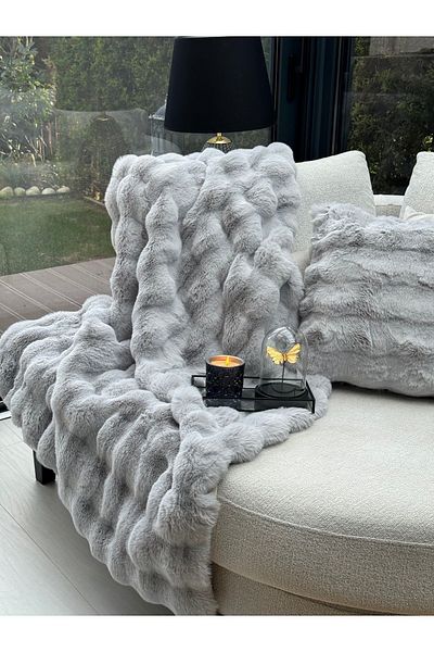 sevaradekor Husa de canapea de pluș Husă de canapea pufoasă Husă de canapea Bubble 200 x 75 cm
