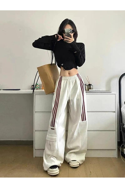 Gofeel Retro Çizgi Detaylı Baggy Unisex Eşofman Altı