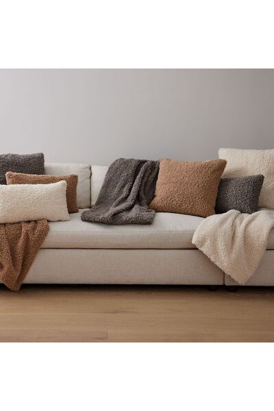 sevaradekor Teddy Throw Pillow Cover Boucle Pillow Teddy Throw Pillow Square