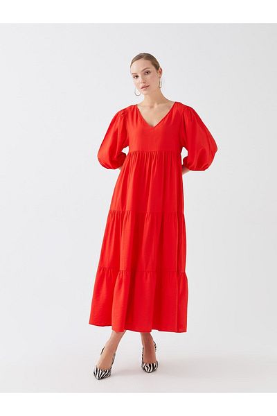 LC Waikiki V-Neck Straight Women's Dress