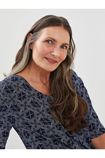 LC Waikiki Коротка сукня з коротким рукавом, V-подібним вирізом та принтом на комірі, з креп-тканини