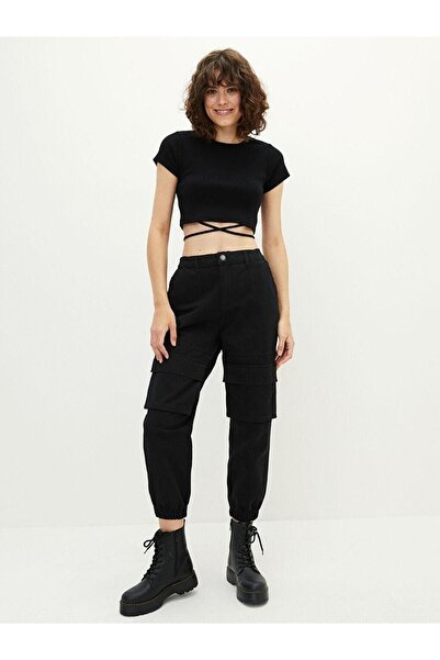 LC Waikiki LCW Casual Normal Bel Standart Fit Cep Detaylı Gabardin Kadın Jogger Pantolon