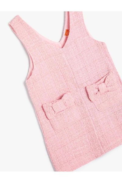Koton Baby Girl Tweed φόρεμα με τσέπη και λεπτομέρεια φιόγκου