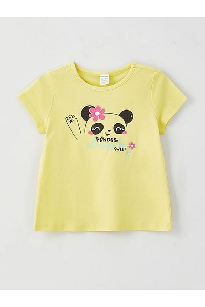 LC Waikiki Lcw Baby Crew Neck Short Sleeve Printed Baby Girl T-Shirt, Pack of 2
