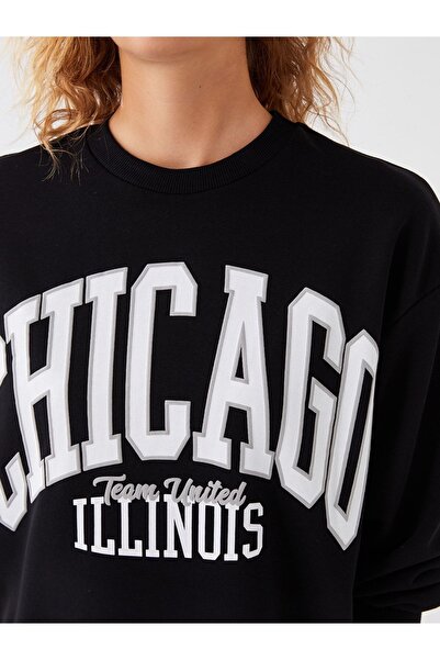 LC Waikiki Γυναικείο φούτερ με μακρυμάνικο λαιμόκοψη - εμπριμέ